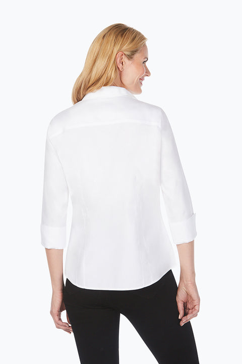 Foxcroft Taylor 3/4 Sleeve Blouse in White