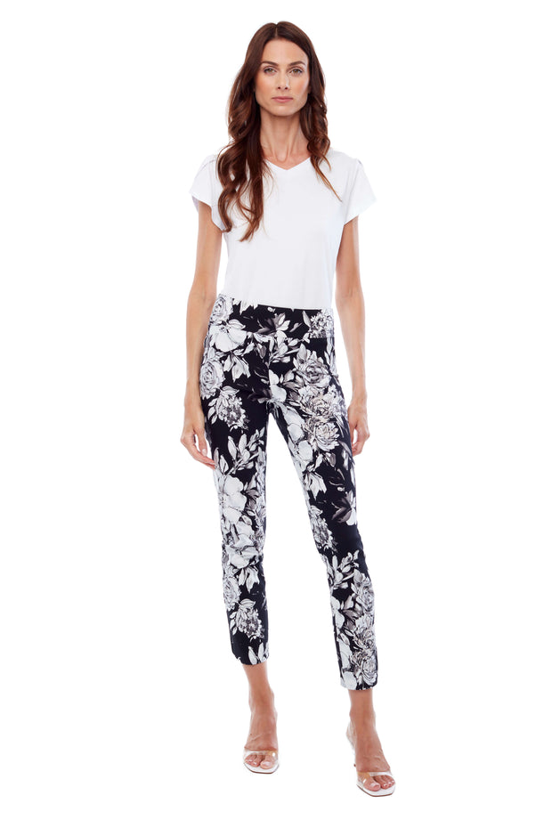 Up! Black and White Floral Pant