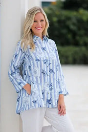 Blue Shell Linen Tunic available at Mildred Hoit in Palm Beach.