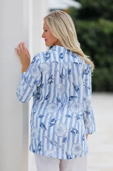 Blue Shell Linen Tunic - Mildred Hoit