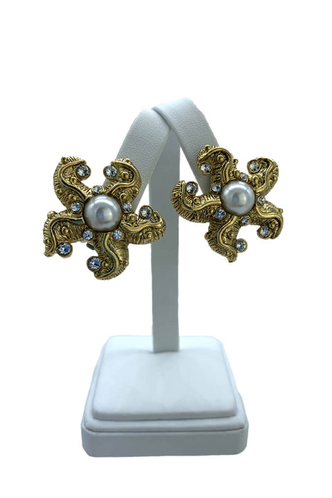 Kenneth Jay Lane Antique Gold Starfish Earring available at Mildred Hoit in Palm Beach.