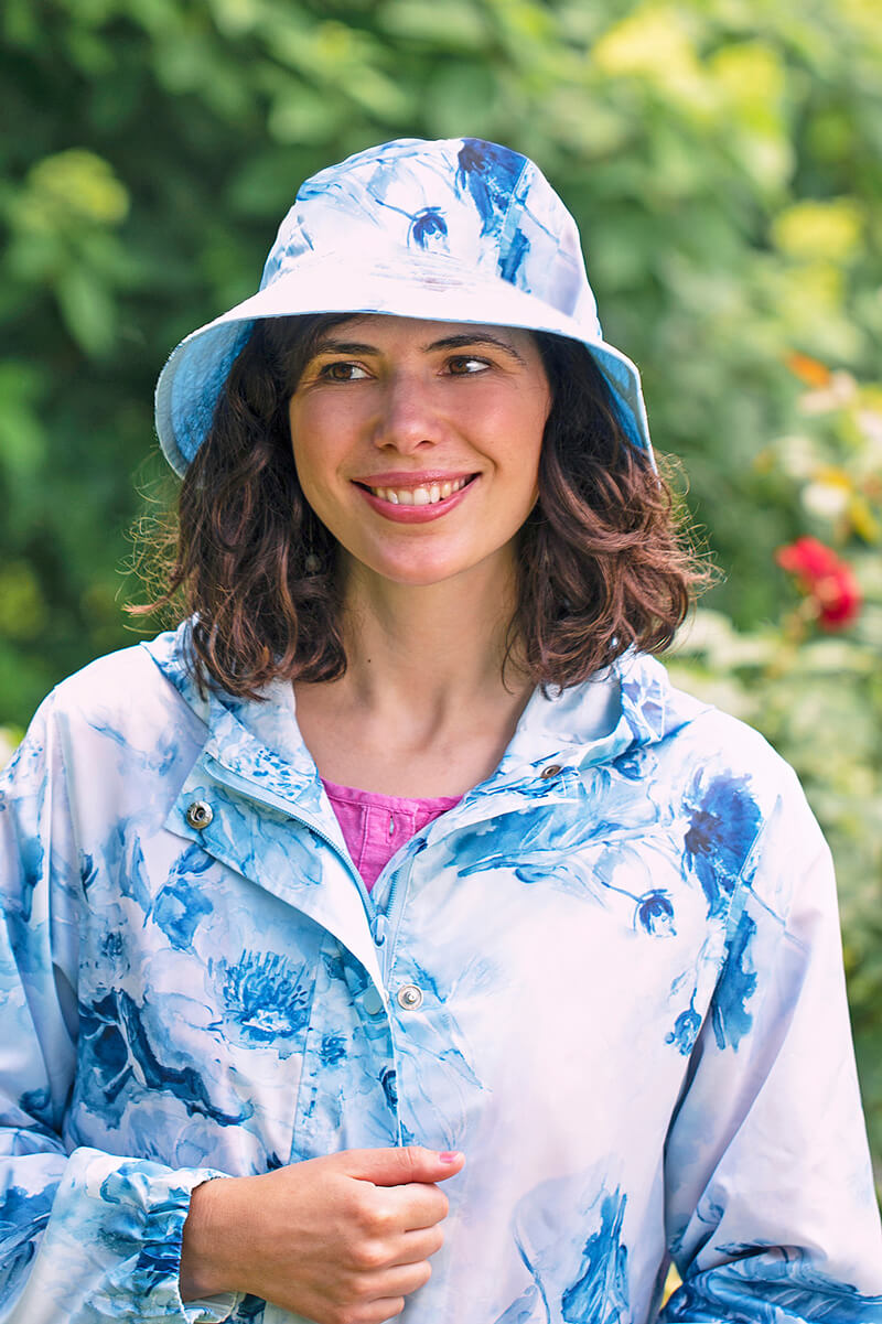 Blue Peony Rain Hat - Mildred Hoit