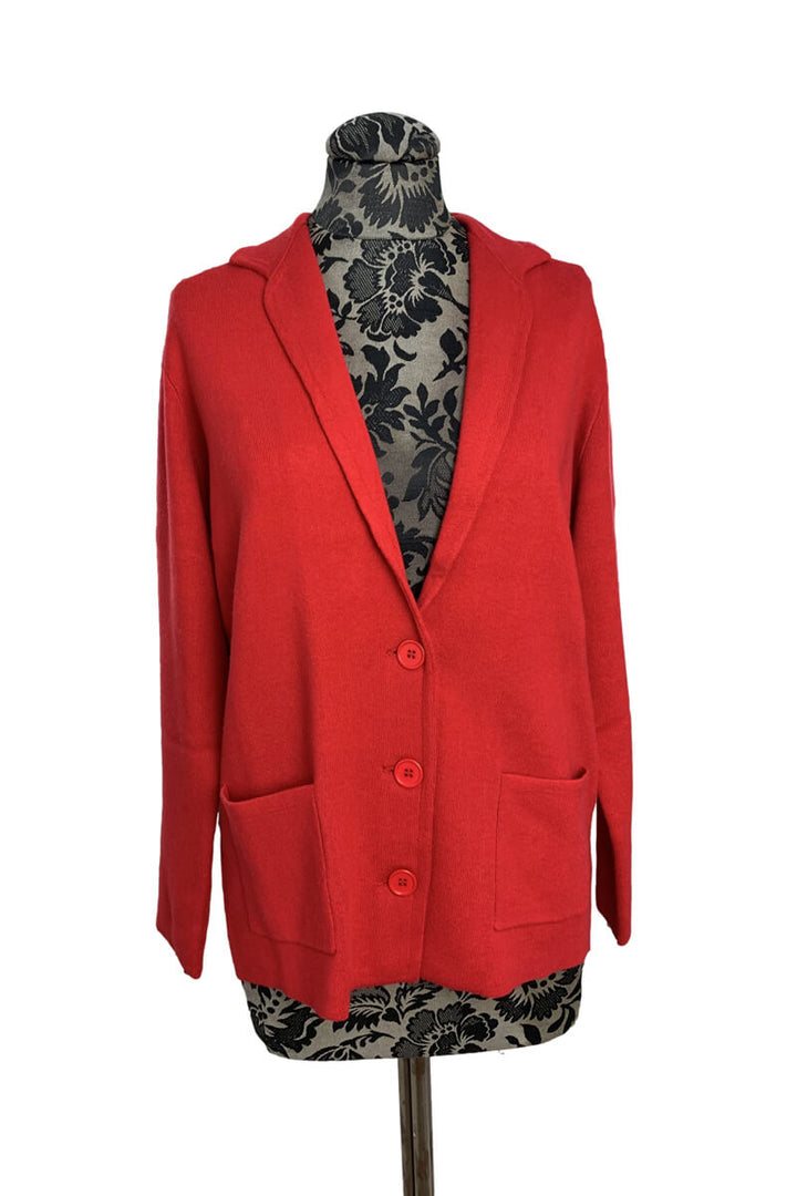 Notch Collar Blazer in Scarlet - Mildred Hoit