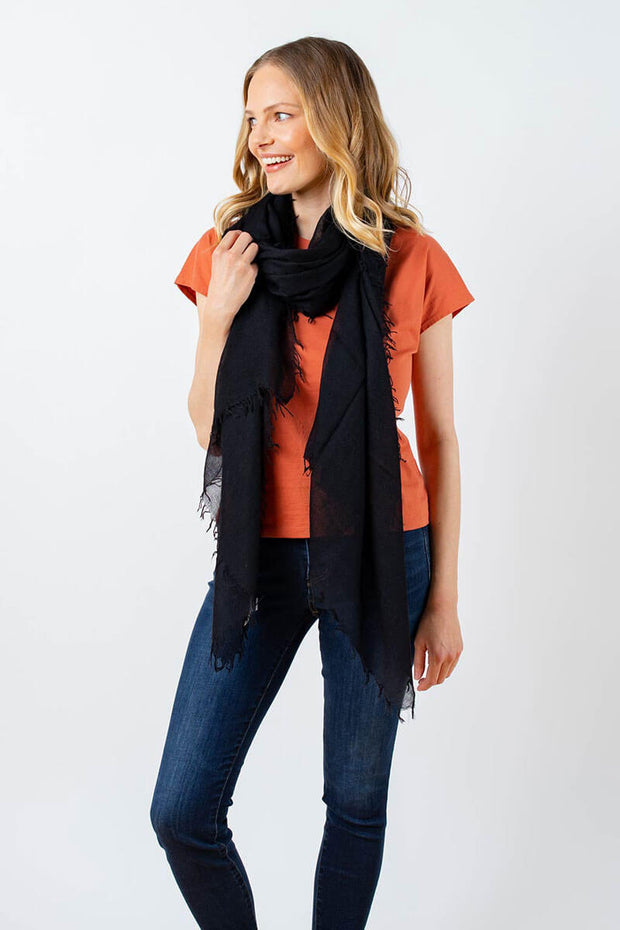 Alta Cashmere Shawl in Ebony available at Mildred Hoit in Palm Beach.