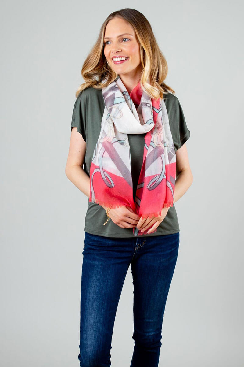 Cavallo Cashmere Printed Shawl - Strawberry - Mildred Hoit