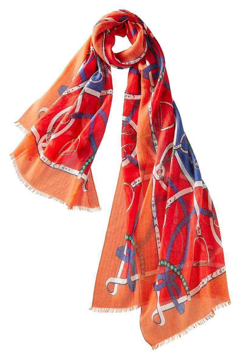 Verona Cashmere Printed Shawl - Scarlet - Mildred Hoit