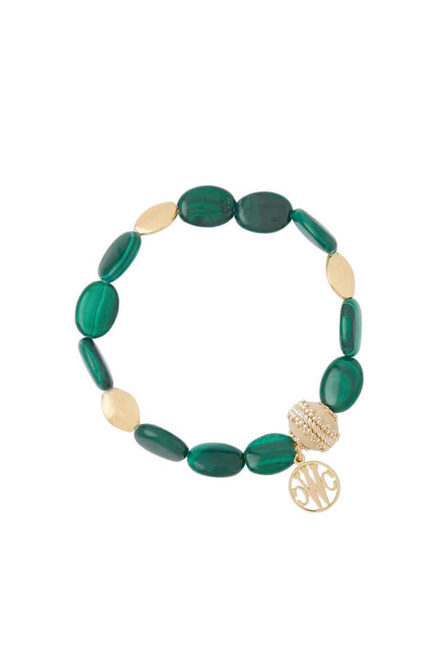 Clara Williams Malachite Oval Stretch Bracelet available at Mildred Hoit in Palm Beach.