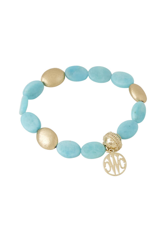 Clara Williams Gold Rush Amazonite Stretch Bracelet available at Mildred Hoit in Palm Beach.