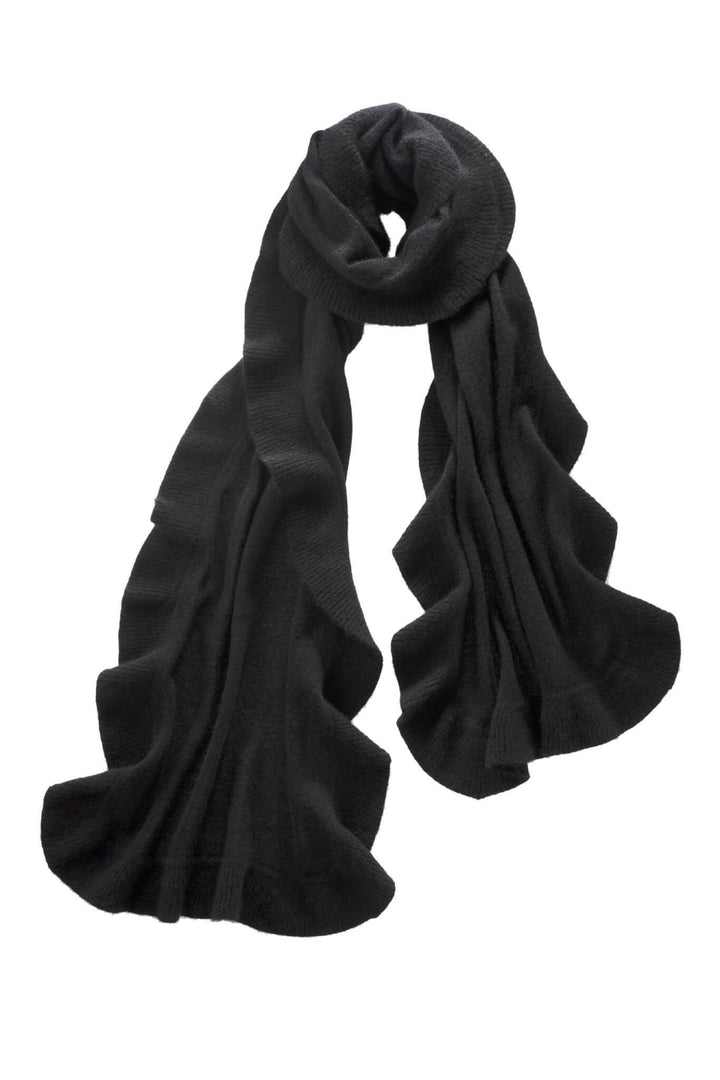 Cashmere Ruffle Wrap - Black - Mildred Hoit