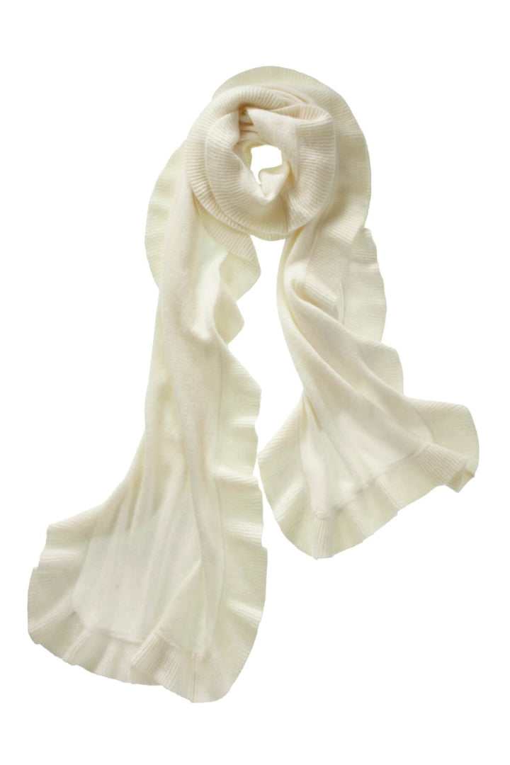 Cashmere Ruffle Wrap - Ivory - Mildred Hoit