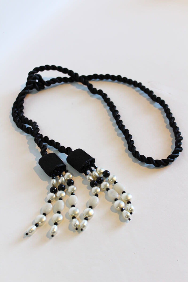 Boks and Baum Gabrielle Necklace Black with White Pearls - Mildred Hoit