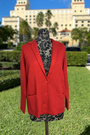 Notch Collar Blazer in Scarlet available at Mildred Hoit in palm Beach