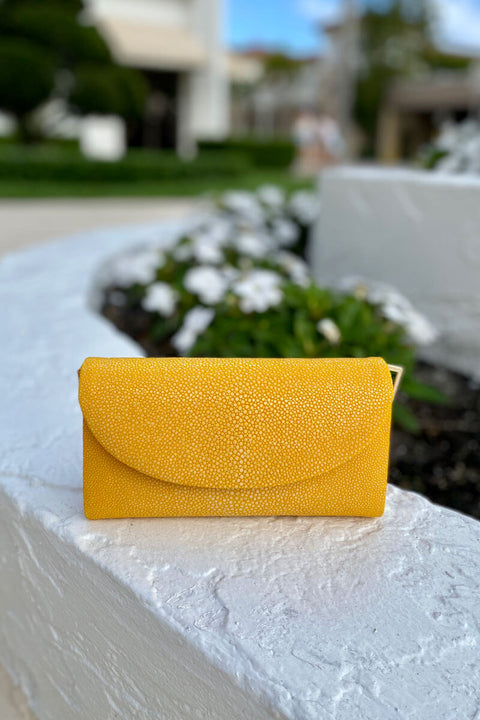 Yellow Shagreen Belt Bag available at Mildred Hoit.