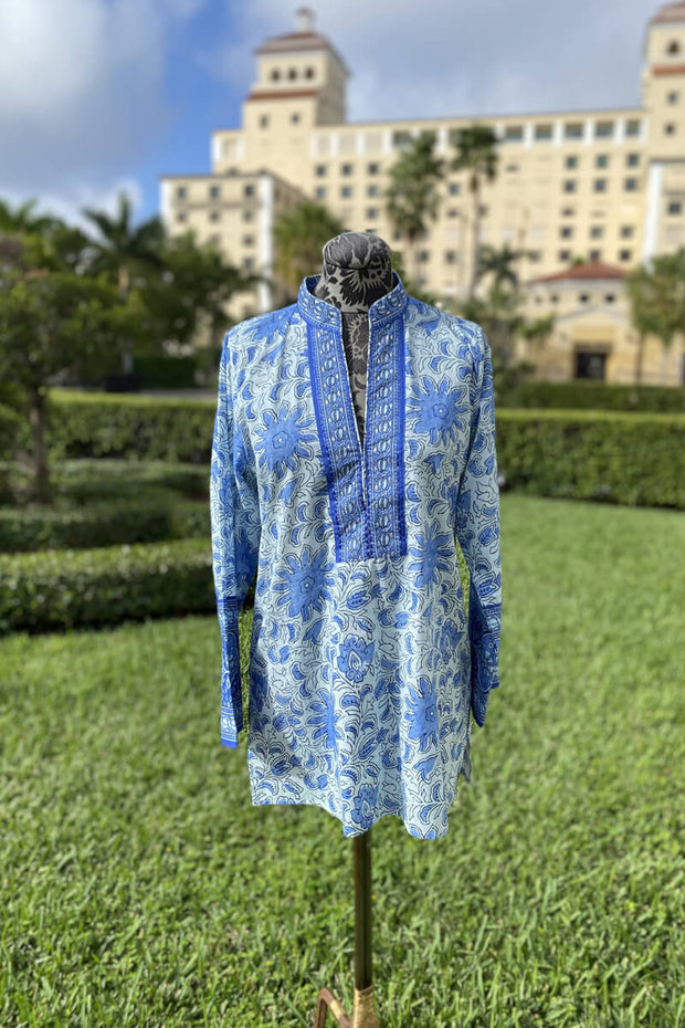 Bella Tu Drew Tunic in Blue available at Mildred Hoit in Palm Beach.
