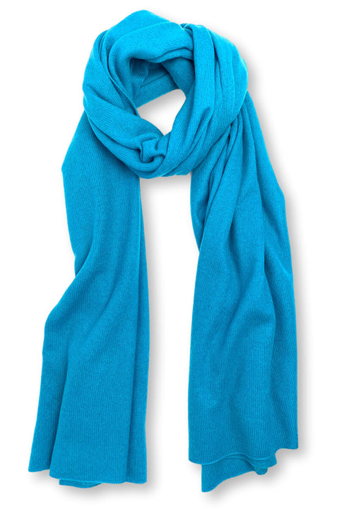 Cashmere Travel Shawl in Winter Teal available at Mildred Hoit in Palm Beach.