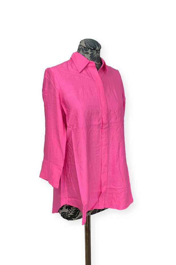 Button Detail Blouse in Hot Pink available at Mildred Hoit in Palm Beach.