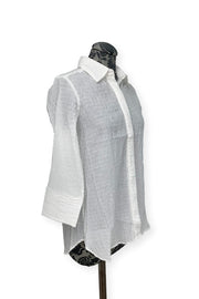 Button Down Crinkle Blouse in White