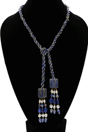 Boks and Baum Gabrielle Necklace in Blue and White available at Mildred Hoit in Palm Beach.