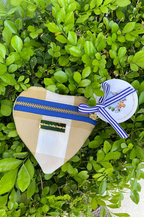 Tan and White Heart Shaped Card Holder available at Mildred Hoit in Palm Beach.