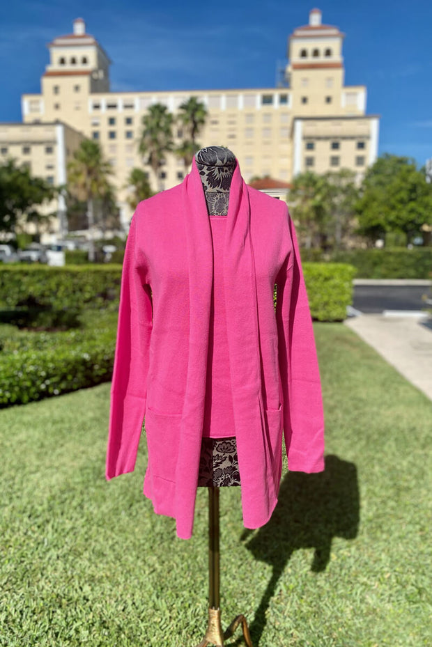 Cardigan and Shell Sweater Set in Pink available at Mildred Hoit in Palm Beach.