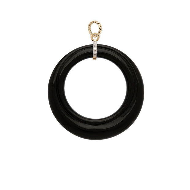 Clara Williams Extra Large Loop Black Onyx, 18K & Diamond Charm