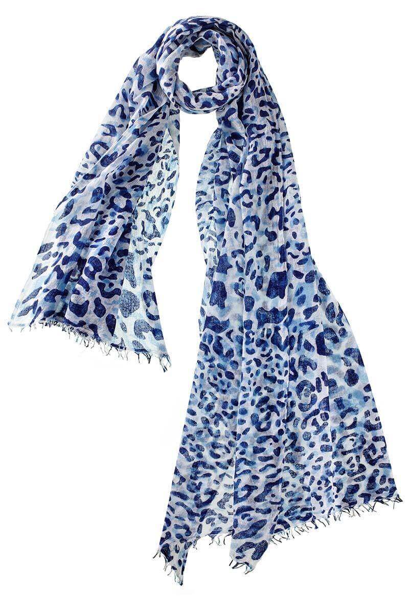 Felted Leopard Cashmere Shawl - Navy - Mildred Hoit