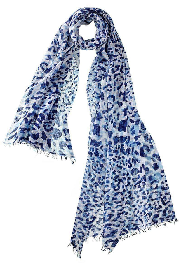 Felted Leopard Cashmere Shawl - Navy