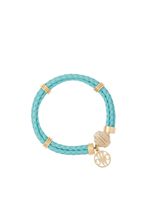 Clara Williams Robins Egg Blue Braided Leather Bracelet available at Mildred Hoit.