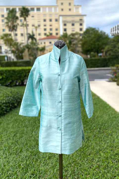 Connie Roberson Silk Dupioni Jacket in Ice available at Mildred Hoit in Palm Beach.