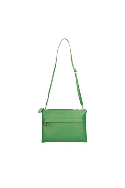 Italian Idea Leather Crossbody Bag in Green available at Mildred Hoit.