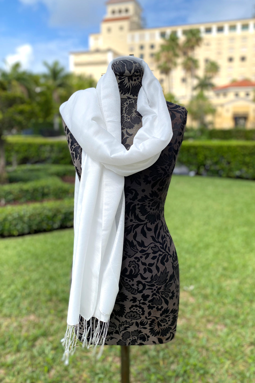 Pashmina Scarf in White - Mildred Hoit