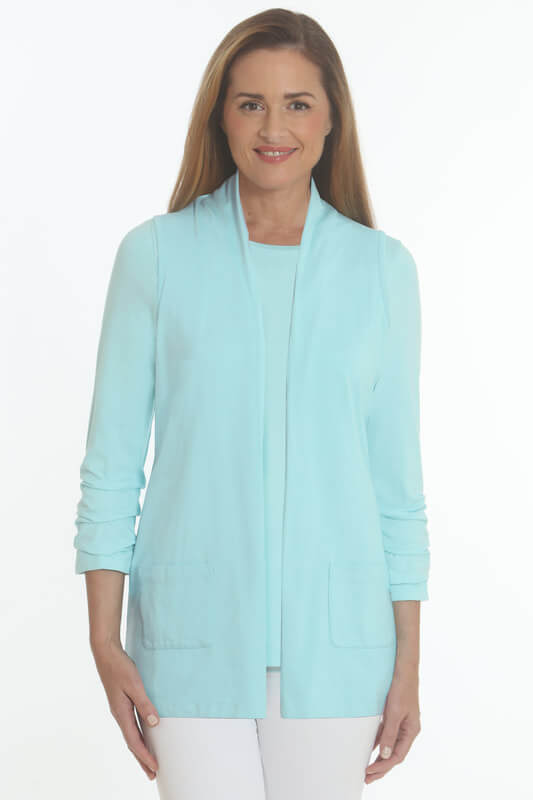 Rouched Neck Aqua Vest - Mildred Hoit