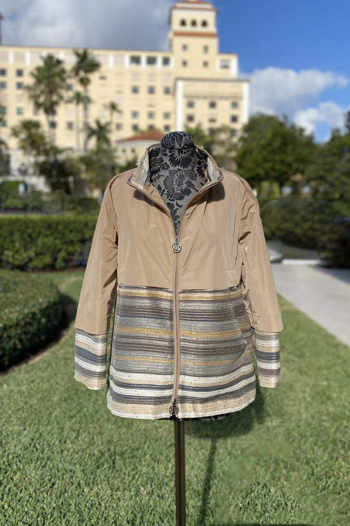 Italian Striped Jacket in Beige available at Mildred Hoit in Palm Beach.