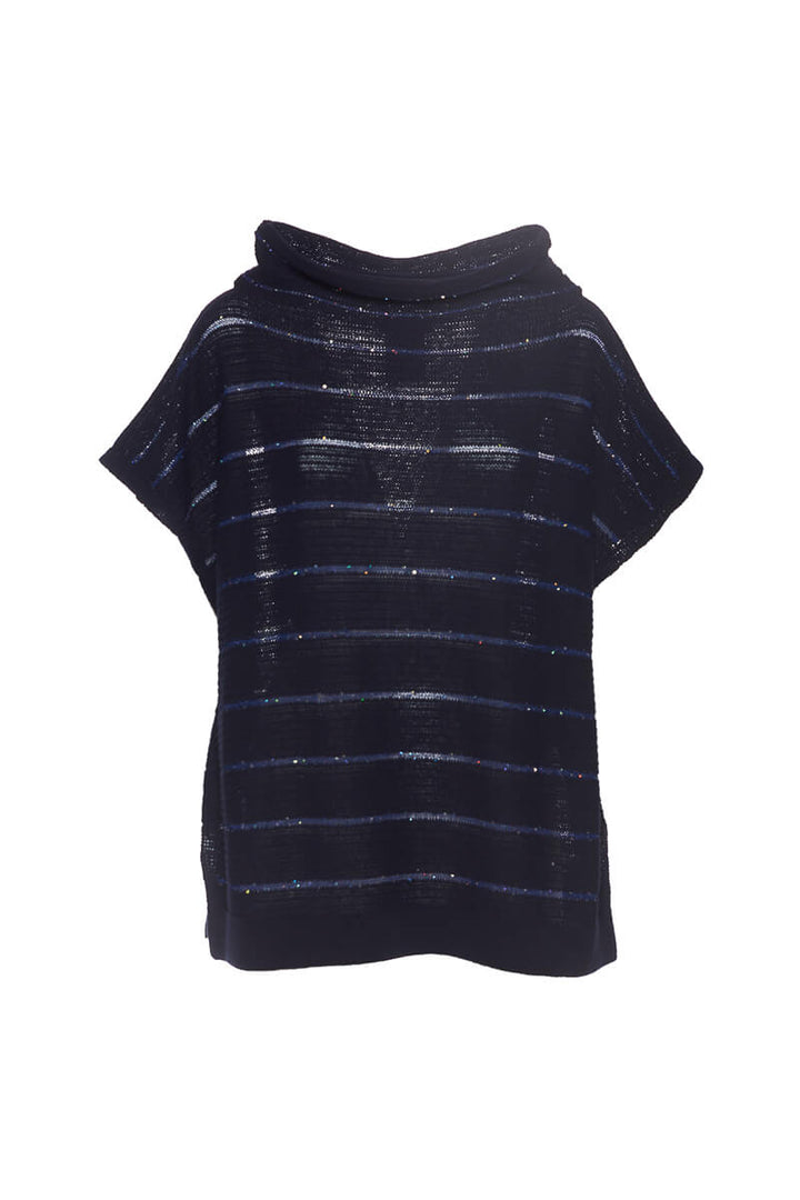 Italian Shimmering Cotton Cape in Navy Blue - Mildred Hoit