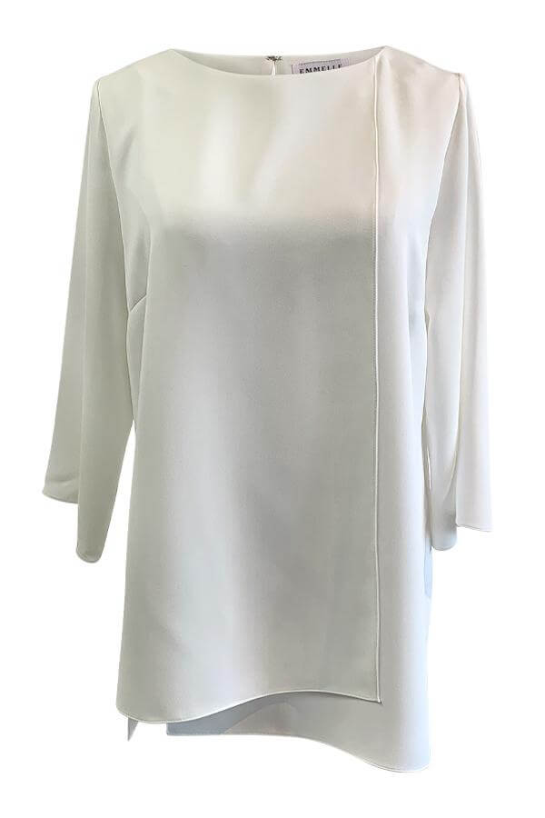 Emmelle Layered Front Luxurious Crepe Tunic - Pearl - Mildred Hoit