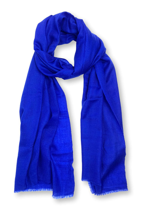 Featherweight Cashmere Shawl in Electric Blue available at Mildred Hoit in Palm Beach.