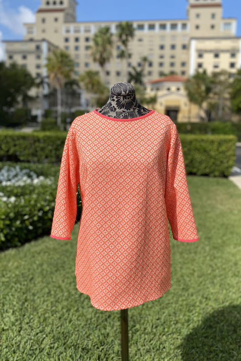 Emmelle Textured Tunic in Coral available at Mildred Hoit in Palm Beach.