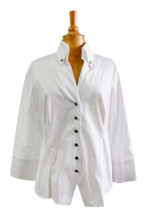Finley Cadet Big Cuff White Blouse available at Mildred Hoit in Palm Beach.