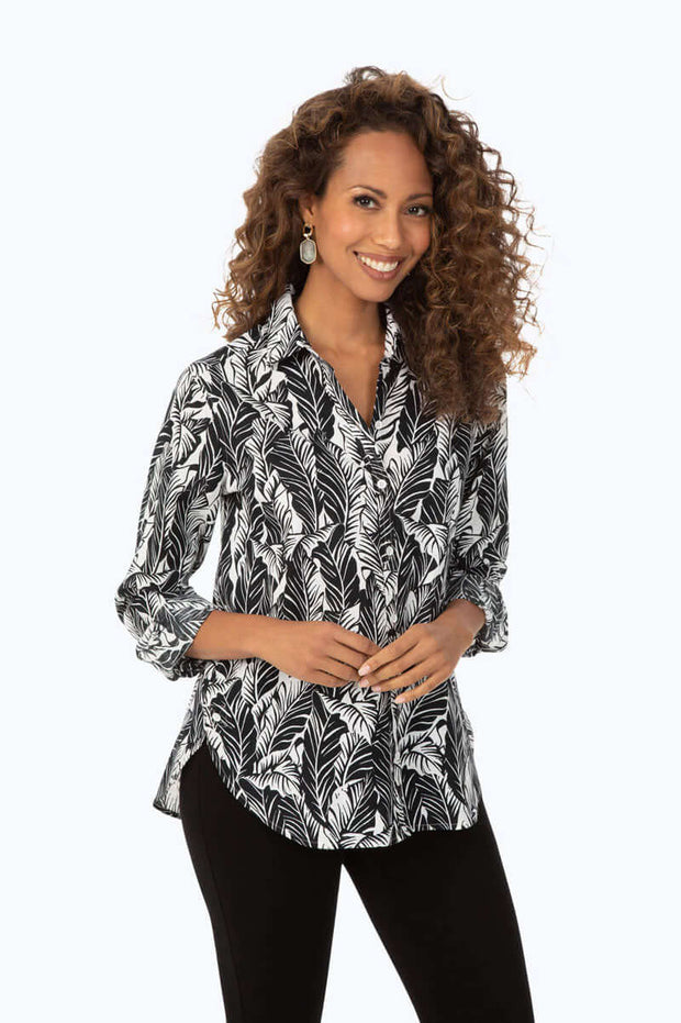 Foxcroft Black and White Palm Leaves Print available at Mildred Hoit.