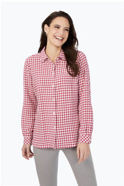 Foxcroft Gingham Check Stretch Shirt available at Mildred Hoit in Palm Beach.