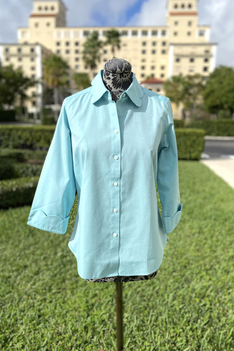Foxcroft Gwen Blouse in Oceanside available at Mildred Hoit in Palm Beach.