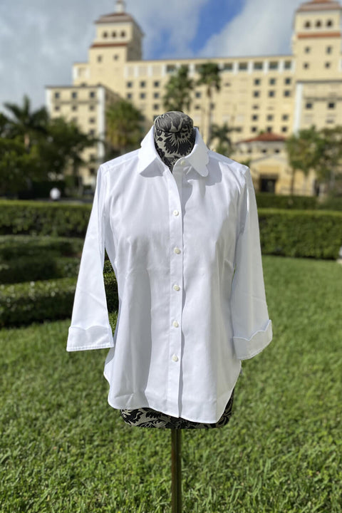 Foxcroft Gwen Blouse in White available at Mildred Hoit in Palm Beach.