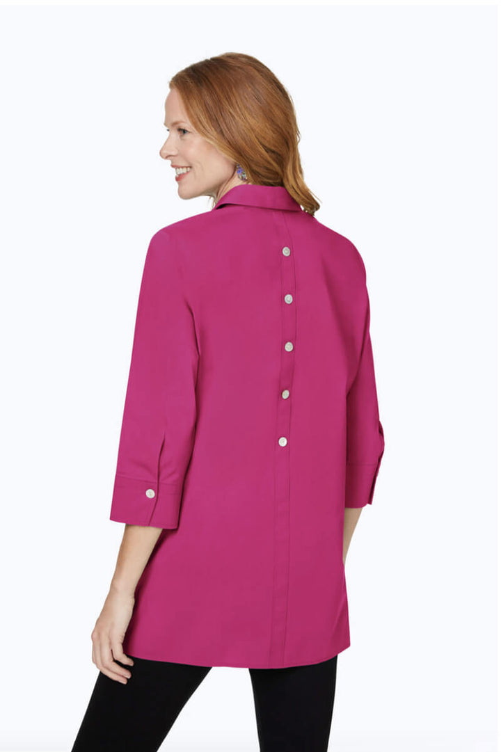 Foxcroft Pamela Essential Non-Iron Stretch Tunic in Pink Rosato - Mildred Hoit