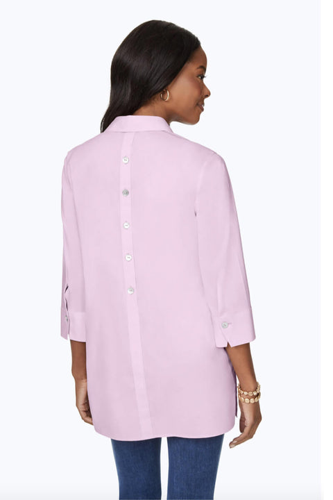 Foxcroft Pamela Essential Stretch Non-Iron Tunic in Pink Whisper available at Mildred Hoit in Palm Beach.