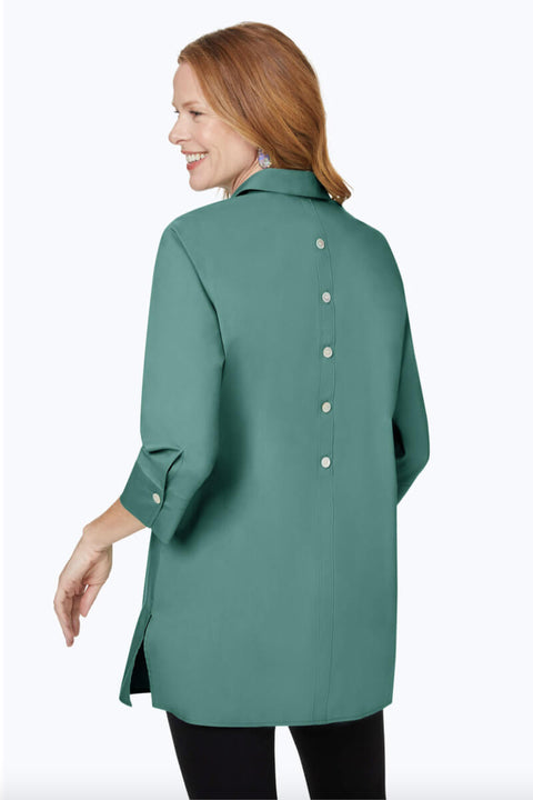 Foxcroft Pamela Essential Non-Iron Stretch Tunic in Vintage Jade