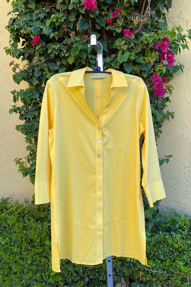 Foxcroft Pamela Essential Stretch Non-Iron Tunic in Banana available at Mildred Hoit in Palm Beach.