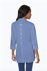 Foxcroft Pamela Essential Non-Iron Stretch Tunic in Denim Blue