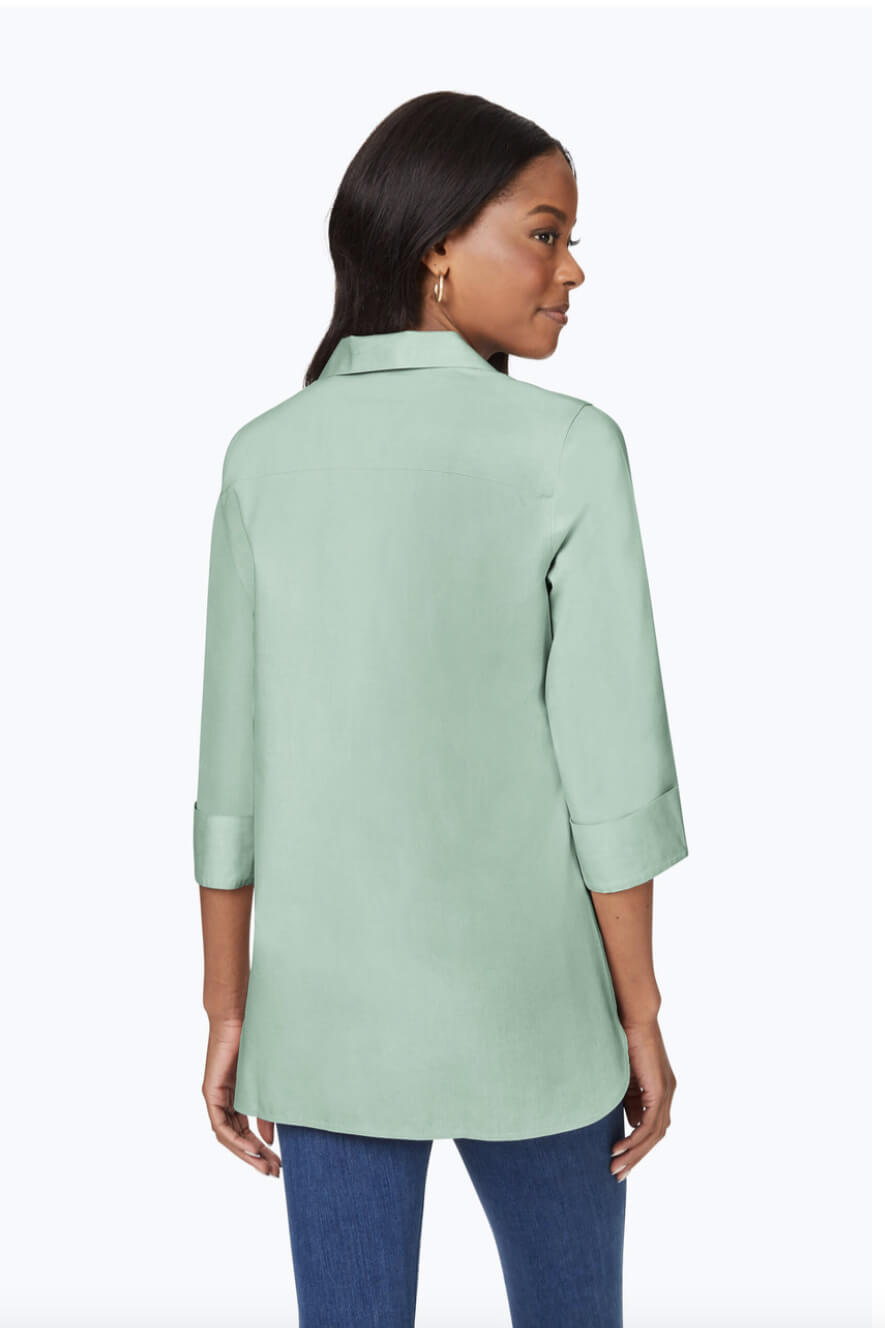 Foxcroft Pandora 3/4 Sleeve Blouse in Jade Gem - Mildred Hoit