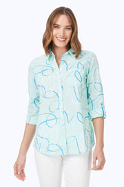 Foxcroft Zoey Non Iron Sun Swirls Shirt available at Mildred Hoit in Palm Beach.