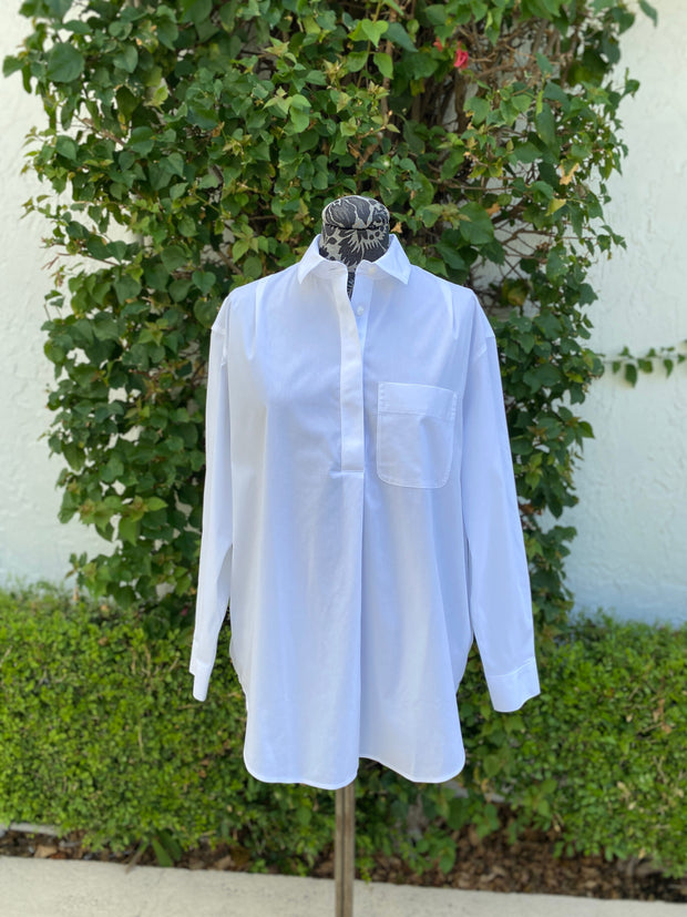 Foxcroft Lacy Solid White Blouse available at Mildred Hoit in Palm Beach.